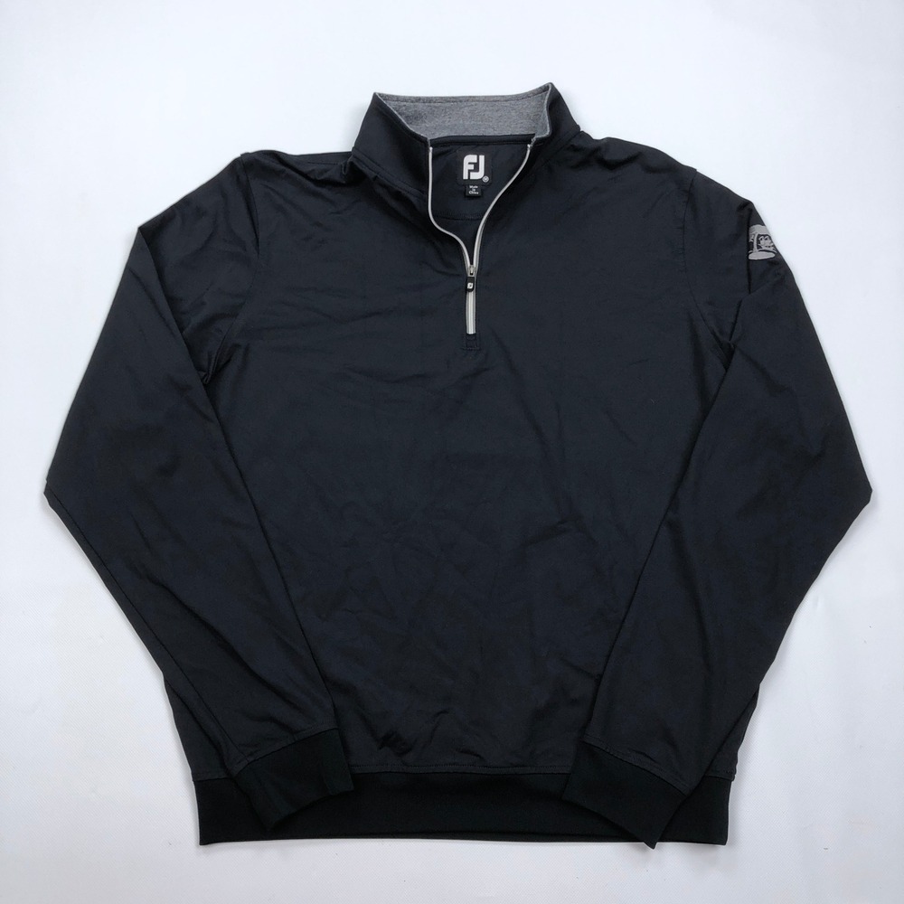 FootJoy Mens Black Quarter Zip Pullover Landfall Logo Golf Performance Size M